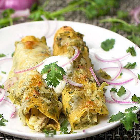 Chili Verde Chicken Rolled Tacos